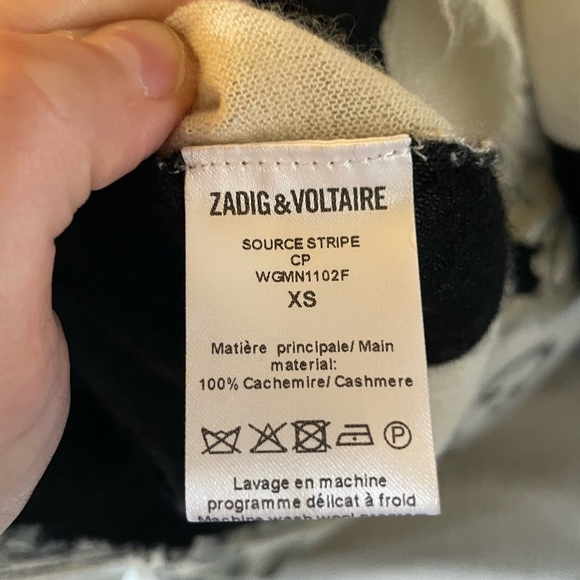 Zadig & Voltaire Source stripe cp spi long sleeve cashmere sweater in size XS - Picture 11 of 11